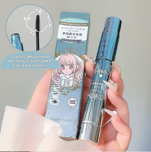 Gege Bear Silk Fiber Curl Mascara Waterproof Volumizing Lengthening Curling Smudge-Proof Long-