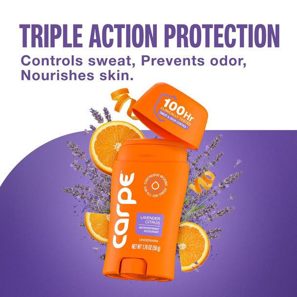 Carpe Underarm Antiperspirant for Women - 100 Hour Sweat & Odor Control - Lavender Deodorant - Clinical Deodorant for Women - Lavender Citrus