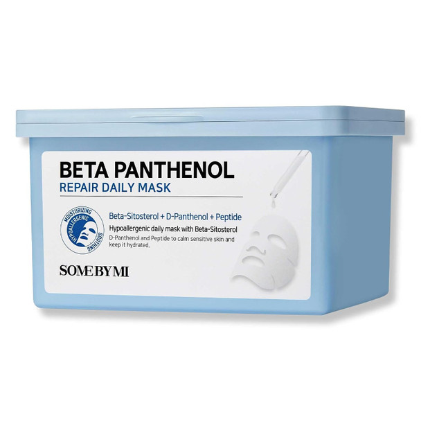 SOME BY MI Beta Panthenol Repair Daily Mask  30 Sheets 11.8Oz  Daily Vegan Korean Face Sheet Mask for Skin Barrier Recovery  Hydrating and Moisturizing Skin Care