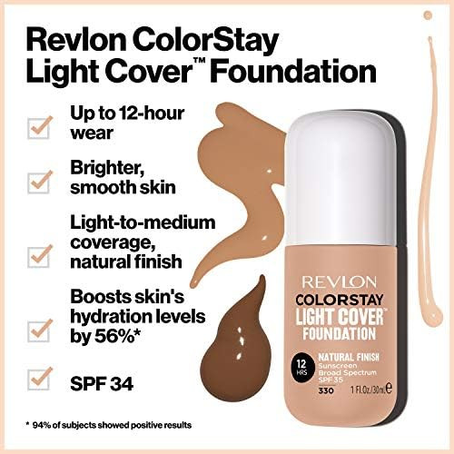 Revlon ColorStay Light Cover Liquid Foundation Hydrating Longwear Weightless Makeup with SPF 35 Light Medium Coverage for Blemish Dark Spots and  Uneven Skin 1 fl. Oz