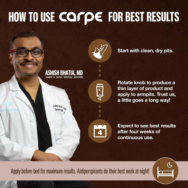 Carpe Underarm Antiperspirant Deodorant for Men - 100 Hour Sweat & Odor Control - Men's Clinical Deodorant - Antiperspirant for Excessive Sweating - Sandalwood