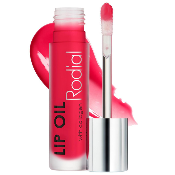 Rodial Plumping Collagen Lip Oil 0.14 fl oz Hydrating Vegan Lip Oil for Fuller Looking Lips  Nourishing Botanical Oils with Cherry Jojoba and  Macadamia Sheer Pink Gloss Finish