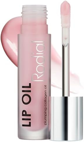 Rodial Plumping Collagen Lip Oil 0.14 fl oz Hydrating Vegan Lip Oil for Fuller Looking Lips  Nourishing Botanical Oils with Cherry Jojoba and  Macadamia Sheer Pink Gloss Finish