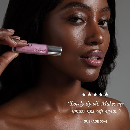 Rodial Plumping Collagen Lip Oil 0.14 fl oz Hydrating Vegan Lip Oil for Fuller Looking Lips  Nourishing Botanical Oils with Cherry Jojoba and  Macadamia Sheer Pink Gloss Finish