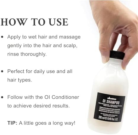 Davines OI Shampoo Milky Smooth Hydrating Cleanser for All Hair Types  Antioxidant Rich Formula with Roucou Oil for Extraordinary Shine Softness Volume & Protection