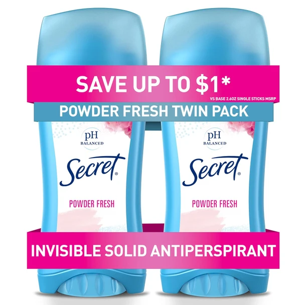 Secret Anti-Perspirant Deodorant Invisible Solid Twin Pack