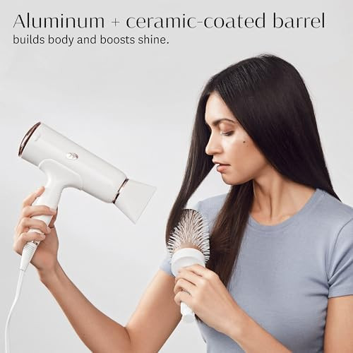 T3 Volume Round Hair Brush Ceramic-Coated Barrel Vented Round Brush for Blow Drying Heat Resistant Bristles