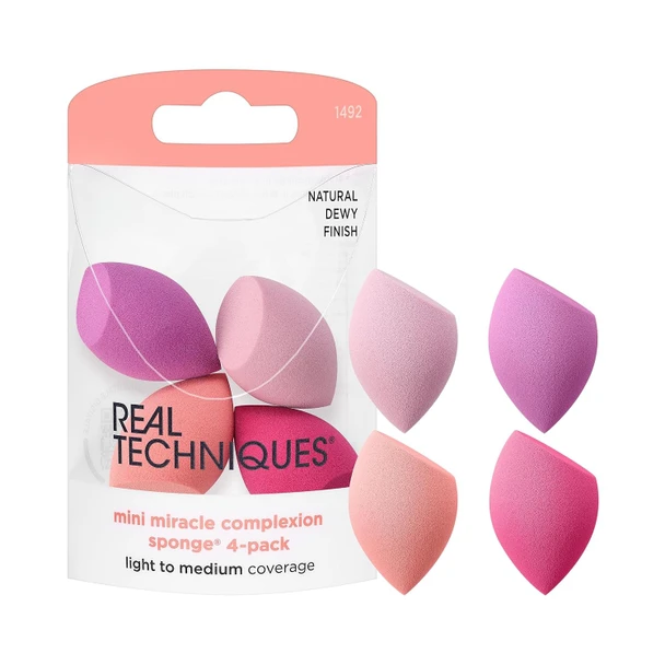 Real Techniques  Makeup Blending Sponges For Liquid Cream and  Powder Products Powder and  Foundation Sponges Mini Makeup Sponge Latex-Free Foam Travel Friendly 3 Count
