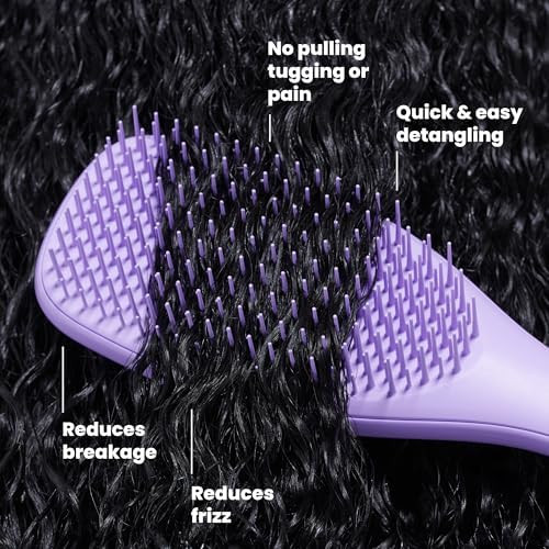 Tangle Teezer Ultimate Detangler Curly Hair Brush 3C to 4C Purple Passion Patented two tier firm flex teeth detangle reduce breakage & frizz