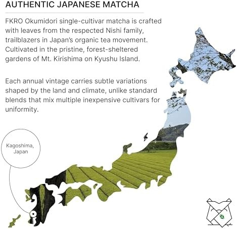 FKRO Organic Okumidori Ceremonial Grade Matcha Green Tea Powder | Award-Winning Family Farm, Direct from Japan | | 30g Pouch