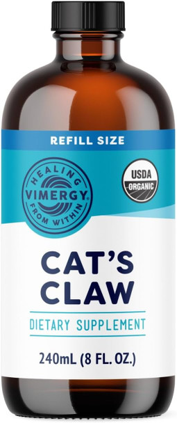 Vimergy USDA Organic Cat’s Claw Liquid  Provides Antioxidant Support Benefits The Immune System  Vegan Gluten Free