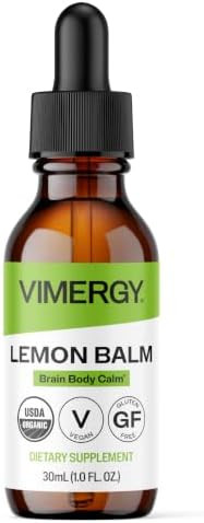 Vimergy USDA Organic Lemon Balm Tincture Herbal Supplement  Can be Used in Tea  Non GMO Alcohol Free