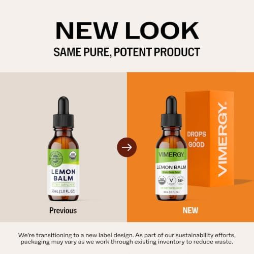 Vimergy USDA Organic Lemon Balm Tincture Herbal Supplement  Can be Used in Tea  Non GMO Alcohol Free