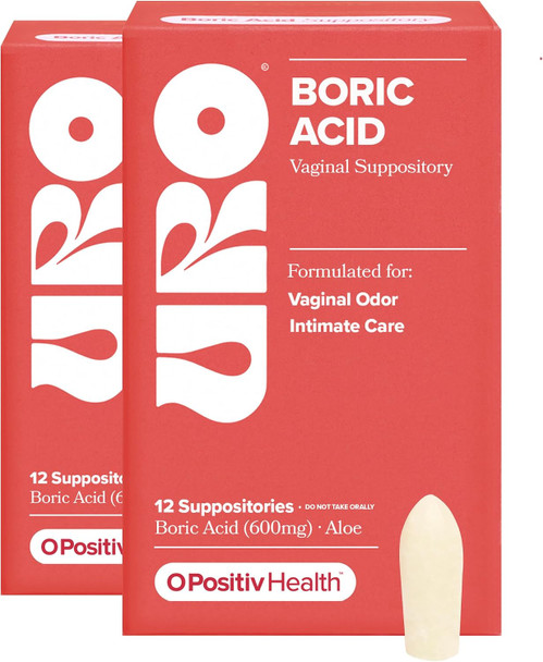 O Positiv URO Boric Acid Vaginal Suppository – with Lactic Acid  and Aloe for Fast Relief and Vaginal Odor Control – Vegan Free from Parabens, Dyes  and Fragrances