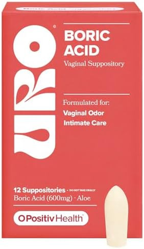 O Positiv URO Boric Acid Vaginal Suppository – with Lactic Acid  and Aloe for Fast Relief and Vaginal Odor Control – Vegan Free from Parabens, Dyes  and Fragrances