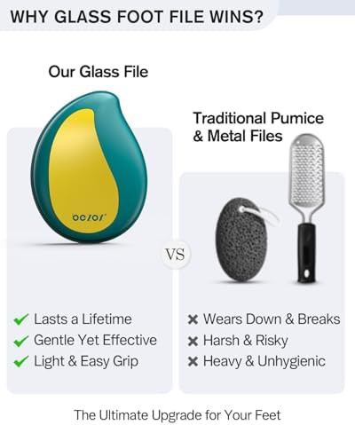BEZOX Glass Foot Scrubber – Professional Foot File Callus Remover for Dead Skin & Cracked Heels – Premium Pumice Stone Pedicure Tools for Feet with Anti-Slip Handle and Protective Cover