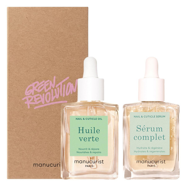 Manucurist Duo Day & Night - Routine for Soft or Damaged Nails - Nail Kit : 1 Nail Strengthener and Growth Serum, 1 Nail Night Mask - Nail Care - Gifts for Women