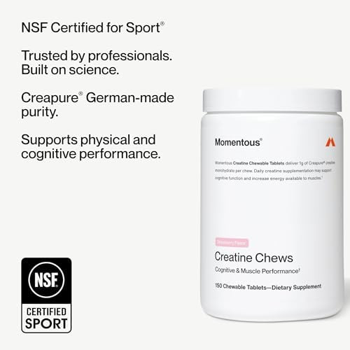 Momentous Creatine Chews - Creatine Monohydrate - Supports Strength, Lean Muscle, & Recovery for Men & Women - NSF Certified for Sport - 150 Chewable Tablets
