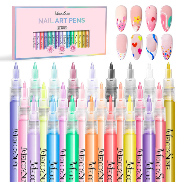 MelodySusie Nail Art Pens Set, 3PCS 0.7MM Chrome Metallic Colors Nail Polish Pens for Nail Art, Nail Dotting Tool, Drawing Pen for Nail Design, Manicure Nail Pens for Salon and Home DIY
