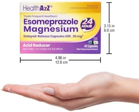 HealthA2Z® Esomeprazole Magnesium | Acid Reducer | 20mg | Delayed-Released Capsules USP | 24 Hours | Treats Frequent Heartburn