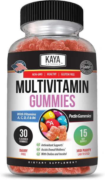 Kaya Naturals Adult Multi Vitamin Gummy, Biotin, Vitamin A, C & E, Including Zinc &Vitamin B-12, Folic Acid, Strawberry Flavor | Gluten-Free multivitamins Sweet Adult Gummies