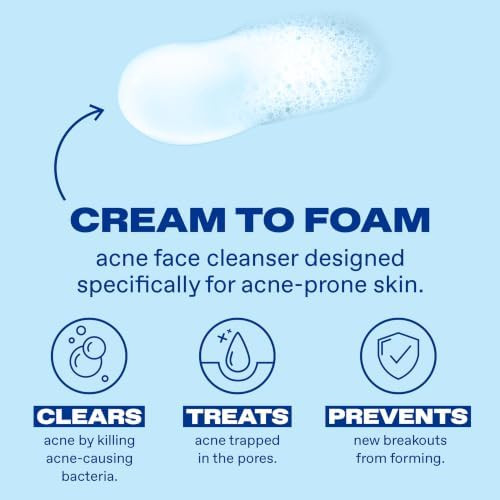 Differin Acne Face Wash with 10% Benzoyl Peroxide, Maximum Strength OTC Acne Foaming Cleanser, Fast Acting Acne Treatment for Face and Body, 5 oz.