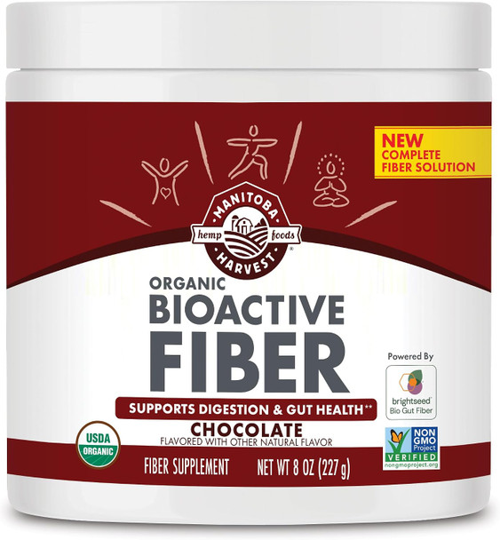 Manitoba Harvest Organic BioActive Fiber Supplement with 6g Fiber per Serving, Digestive Hemp & Psyllium Husk Powder, Non-GMO, Vegan & Kosher, 8oz