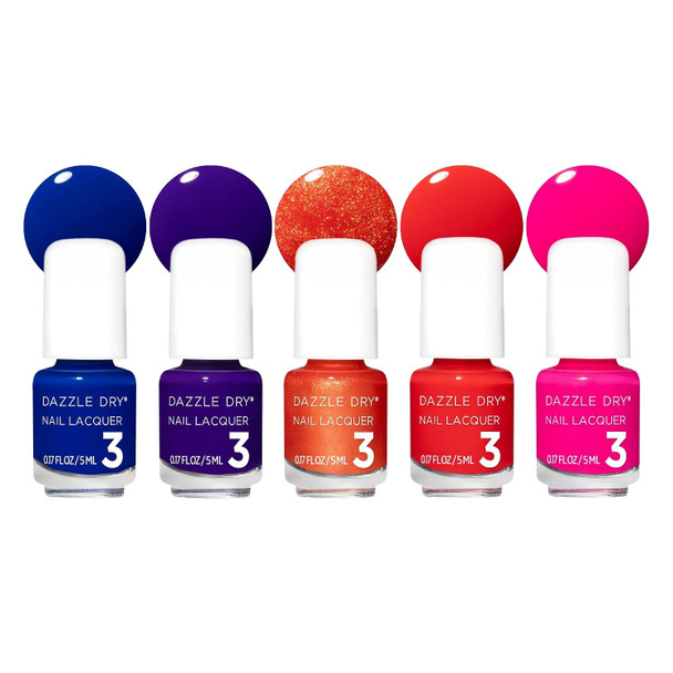 Dazzle Dry Mini Flight 5 Mini Lacquers 5 Piece Mini Nail Polish Set  Fast Drying  Long Lasting  Non Toxic Manicures