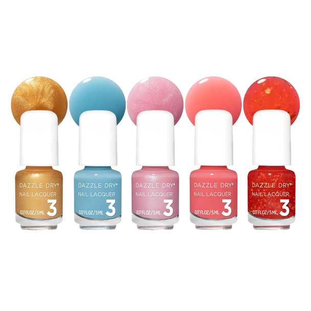 Dazzle Dry Mini Flight 5 Mini Lacquers 5 Piece Mini Nail Polish Set  Fast Drying  Long Lasting  Non Toxic Manicures