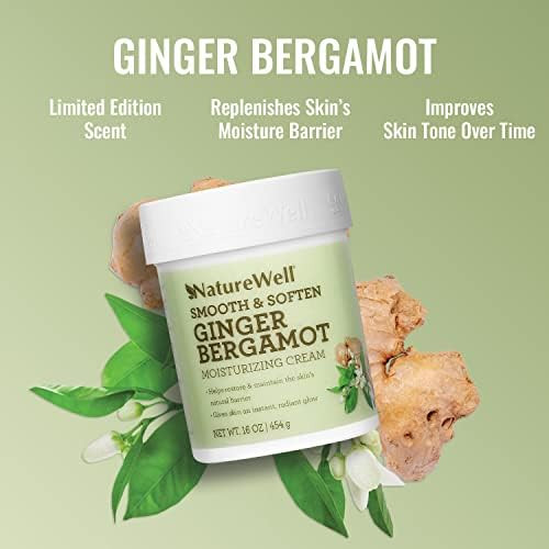 NATURE WELL Ginger Bergamot Smooth & Soften Moisturizing Cream For Face & Body, Infused With Natural Oils & Extracts, Restores Skin Moisture Barrier, 16 Oz.