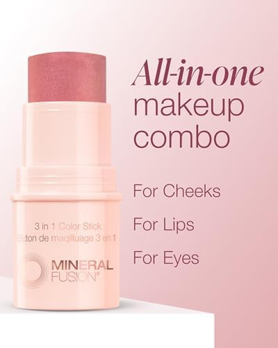 Mineral Fusion 3 in 1 Color Stick Hydrating Cream Blush Tint for Cheek Lip and Eye Natural Multi Use Makeup