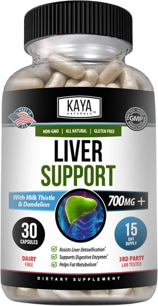 Kaya Naturals Liver Cleanse Detox & Repair - Milk Thistle Supplement - Liver Detox for Women and Men - Artichoke Extract and Dandelion Root Capsules