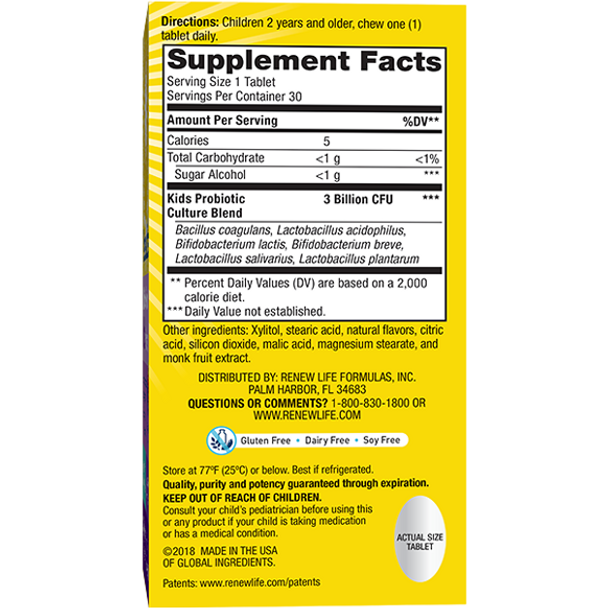 Ultimate Flora Kids Probiotic: Berry 3 Billion 30 chews by Renew Life