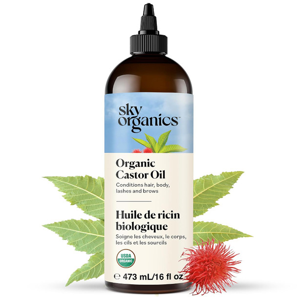 Sky Organics  Castor Oil Organic  Volumizing Hair Oil  Scalp Lashes Brows  Pure Castor Oil Cold Pressed  Natural Conditioner  Omega Fatty Acids Vegan  Beauty Hair Care and  Self Care