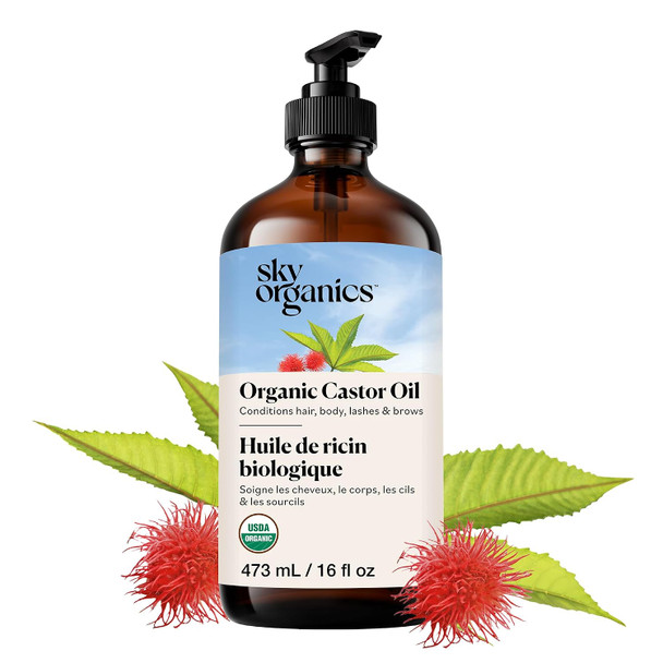 Sky Organics  Castor Oil Organic  Volumizing Hair Oil  Scalp Lashes Brows  Pure Castor Oil Cold Pressed  Natural Conditioner  Omega Fatty Acids Vegan  Beauty Hair Care and  Self Care