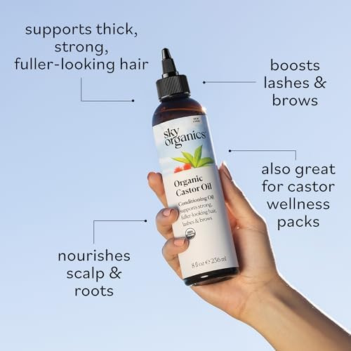 Sky Organics  Castor Oil Organic  Volumizing Hair Oil  Scalp Lashes Brows  Pure Castor Oil Cold Pressed  Natural Conditioner  Omega Fatty Acids Vegan  Beauty Hair Care and  Self Care