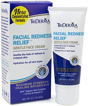 TriDerma Facial Redness Relief Gentle Face Cream Soothing and Relieving Daily Moisturizer