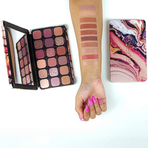 Revolution Beauty Forever Flawless Eyeshadow Palette 18 Pigmented Shades Nude and  Warm Pressed Powder Mattes Shimmers Glitters Allure 15 X 0.04 Oz.