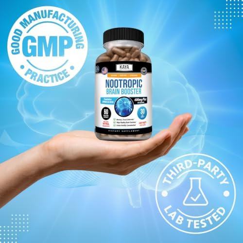 Kaya Naturals Nootropic Brain Booster | Memory & Focus Support, Concentration & Learning Accuracy, Cognitive Function, Brain Support Supplement