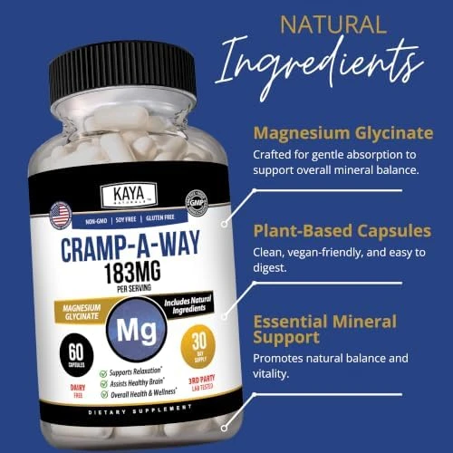 Kaya Naturals Cramp A Way Magnesium Glycinate Daily Supplement Formula