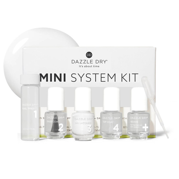 Dazzle Dry Mini Kit 4 Step System (5 Piece Kit)  A Light And True Neutral Nude  Full Coverage  Cream Finish  Quick Dry  5 Manicures