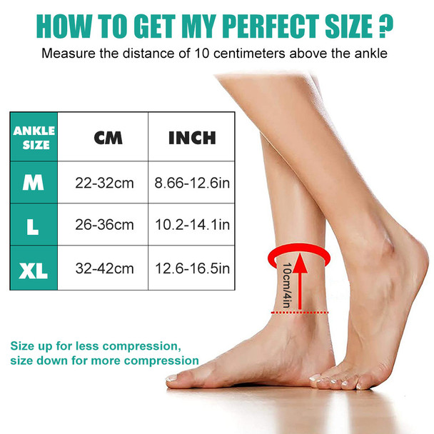 TSSTSSY Adjustable Elastic Ankle Brace Compression Sleeve Foot Support Stabilizer for Plantar Fasciitis Achilles Tendonitis Sports Sock - Black-2Pcs - Size: L