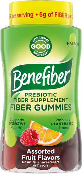 Benefiber Prebiotic GLP 1 Friendly Fiber Supplement Gummies for Digestive Health Assorted Fruit Flavor