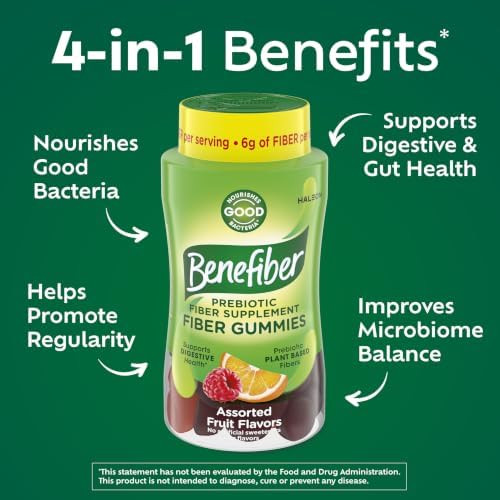 Benefiber Prebiotic GLP 1 Friendly Fiber Supplement Gummies for Digestive Health Assorted Fruit Flavor