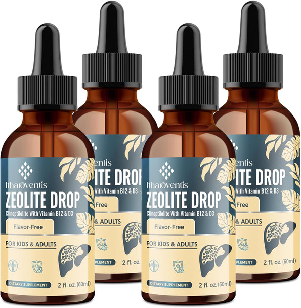 Itharoventis Zeolite Drops for Kids and Adults  Zeolite Clinoptilolite Liquid with Methyl Vitamin B12 & D3 for Gut & Speech Immune, Bone, Energy, Monk Fruit Flavor