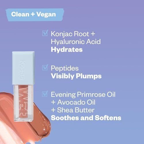 Kosas Wet Lip Oil Gloss  Hydrating Lip Oil Gloss with Hyaluronic Acid and Peptides Non Sticky