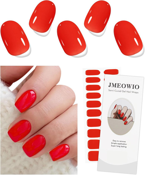 JMEOWIO Semi Cured Gel Strips Nail Art Sticker