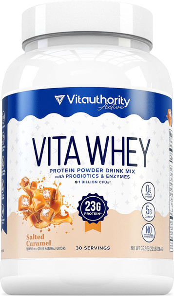 Vitauthority Whey Protein Powder for Women Whey Isolate Probiotics and Enzymes Supports Digestion Nutrient Absorption and Energy Post Workout and Daily Nutrition 30 Servings