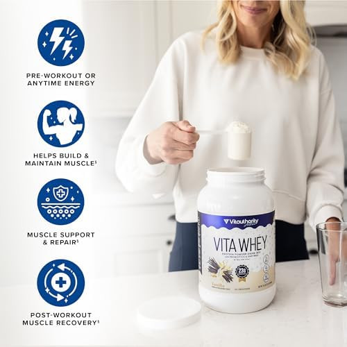 Vitauthority Whey Protein Powder for Women Whey Isolate Probiotics and Enzymes Supports Digestion Nutrient Absorption and Energy Post Workout and Daily Nutrition 30 Servings