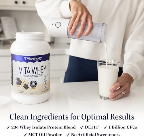 Vitauthority Whey Protein Powder for Women Whey Isolate Probiotics and Enzymes Supports Digestion Nutrient Absorption and Energy Post Workout and Daily Nutrition 30 Servings